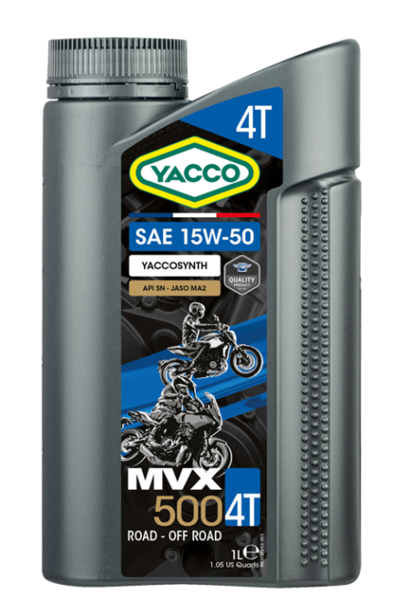 3325 Mootorratta mootoriõli YACCO MVX 500 4T 15W50 1L, JASO MA2, API SN